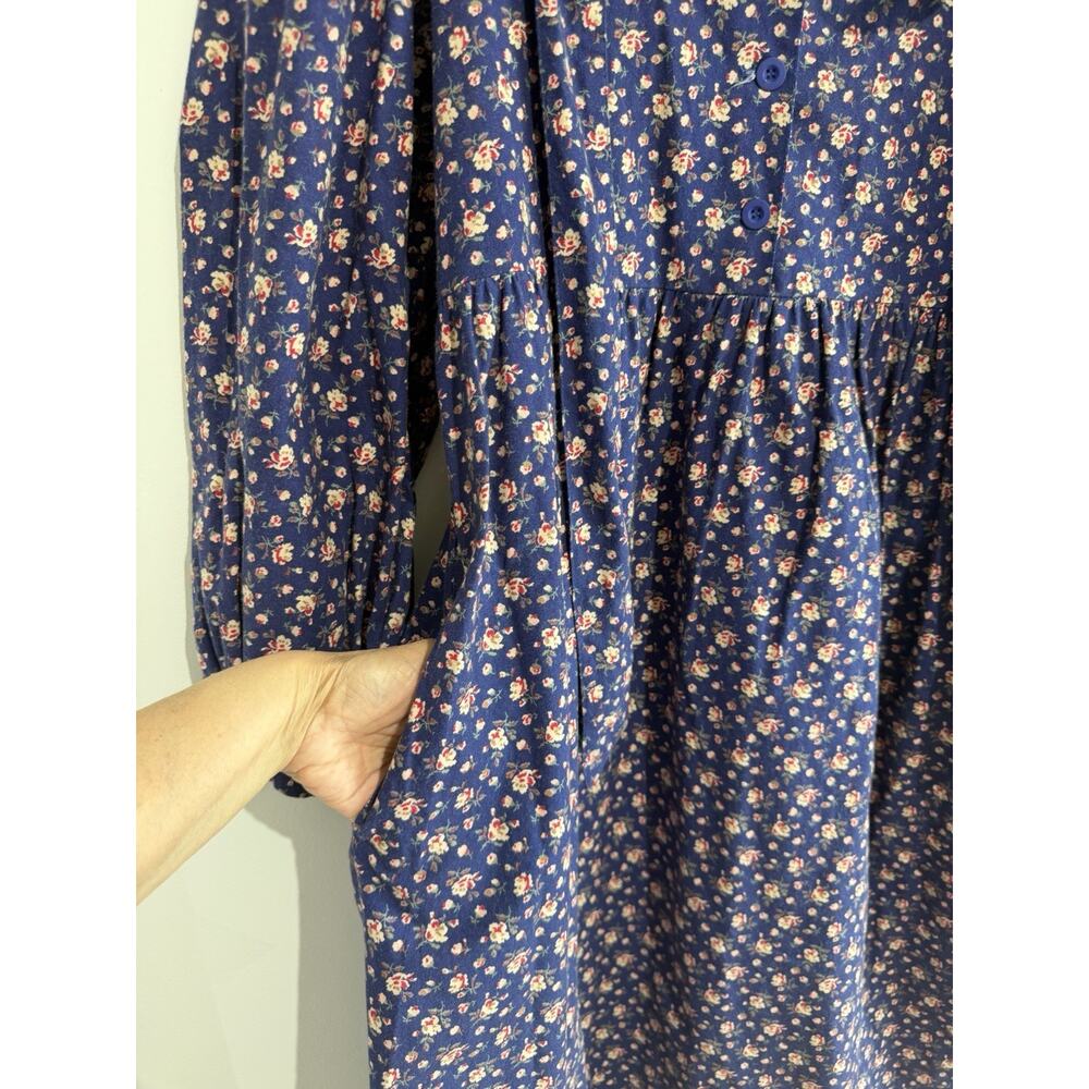 Laura Ashley Vintage bow ruffle collar prairie dress Cottage core Britain Sz-8 - Picture 4 of 15